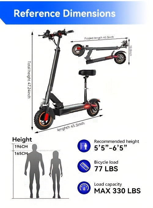 Aoniu M4 Electric Scooter for Adults with Seat Fast 25-30 Speed Off Road Heavy Duty 300 Lbs 10 Inch Foldable E Scooter Mobility Folding Bike for Men 30 to 40 Miles Long Range E Scooters