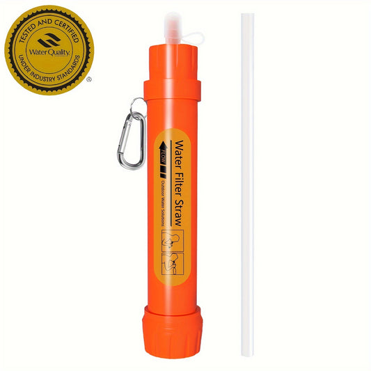1pc Portable Mini Water Filter Straw - Compact ABS Water Purifier for Outdoor Hiking, Camping, Travel & Emergency Use, Black with White Filter Indicator, Camping Essentials | Compact Water Filter | Durable Water Filter