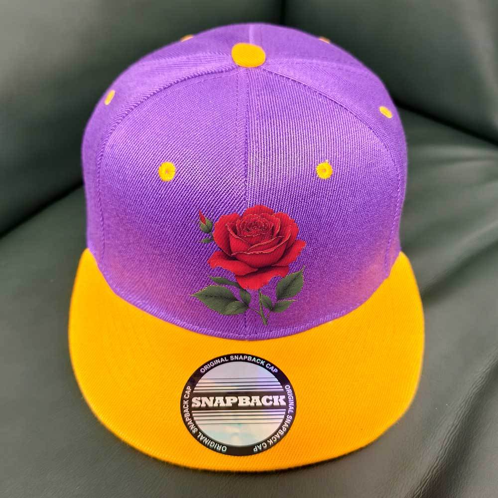 Snapback Baseball Cap with Red Rose Floral - Black & Red Two-Tone Hat, Lightweight Breathable Polyester for Men & Women, Adjustable Closure for Everyday, Sports, Parties, Camping - Ideal Gift for Father's Day, Easter, Ramadan