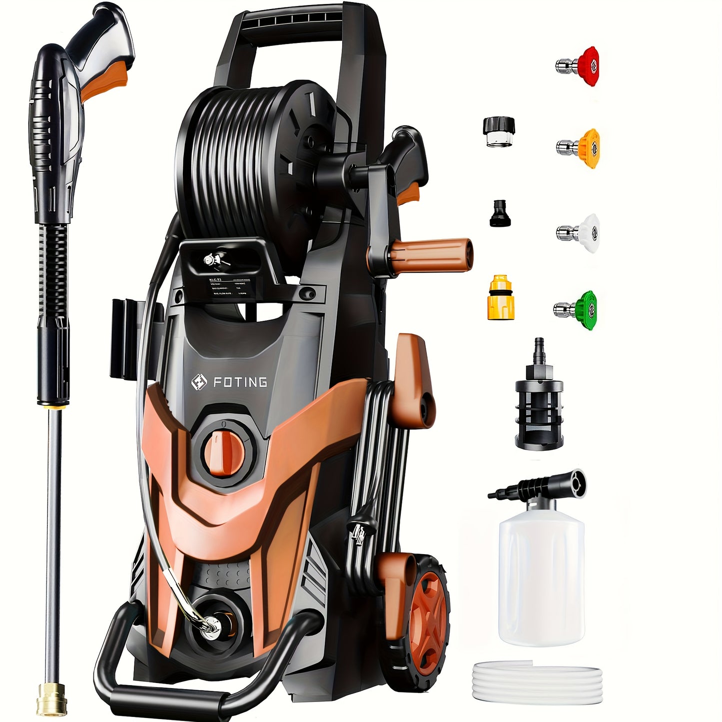 2025Upgraded Electric Pressure Washer, 4500 PSI 3.2 GPM Power Washer with 4 Quick Connect Nozzles, Inlet Hose & Filter& Foam Cannon for Cars/Fences/Driveways/Home Cleaning