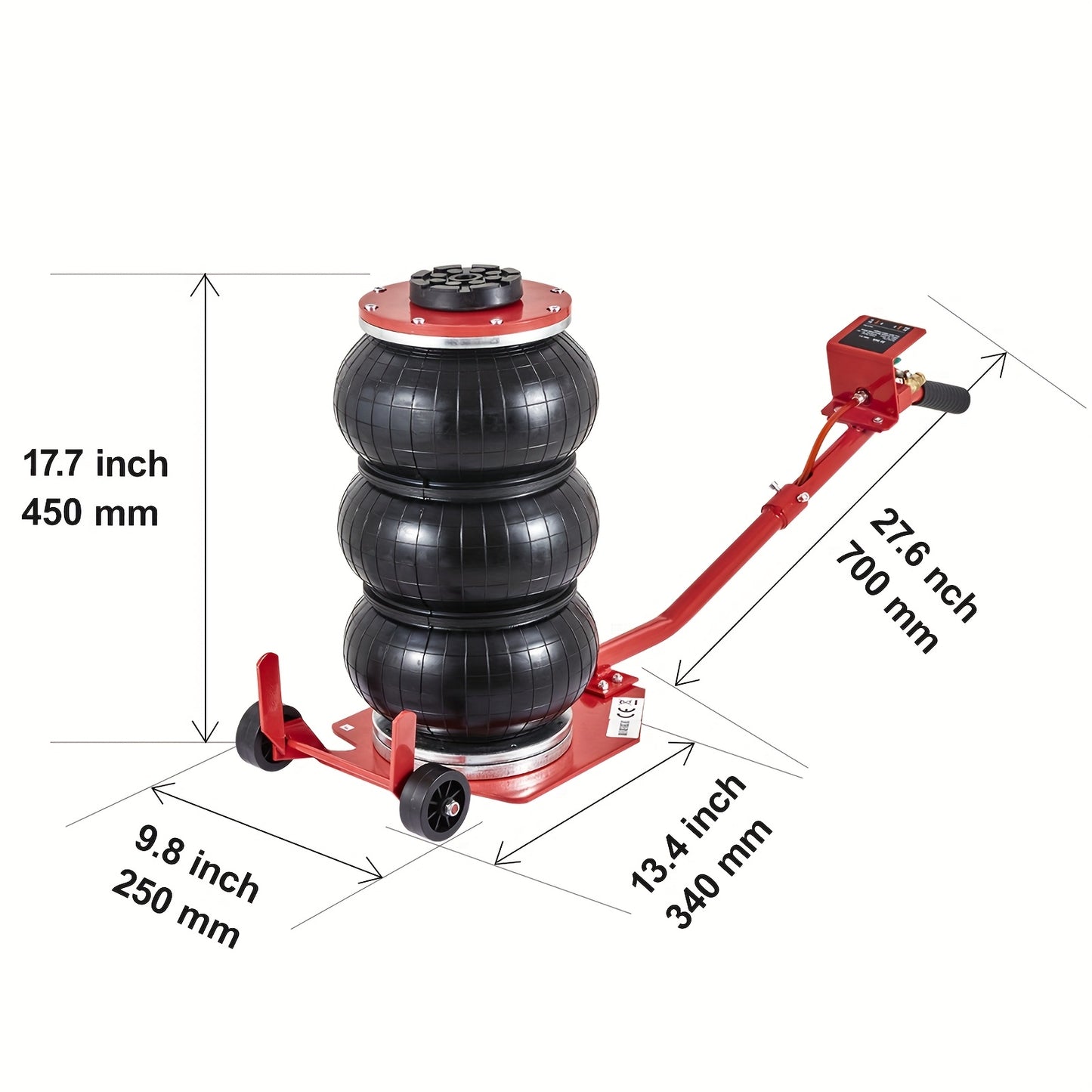 Happybuy Air Jack, 3 Ton/6600 Lbs Capacity, Triple Bag, Includes Six Steel Pipes, Elevates to 17.7 Inch/450mm, Quick 3-5 Second Lift, Pneumatic Jack with Extended Handles for Vehicle, Garage