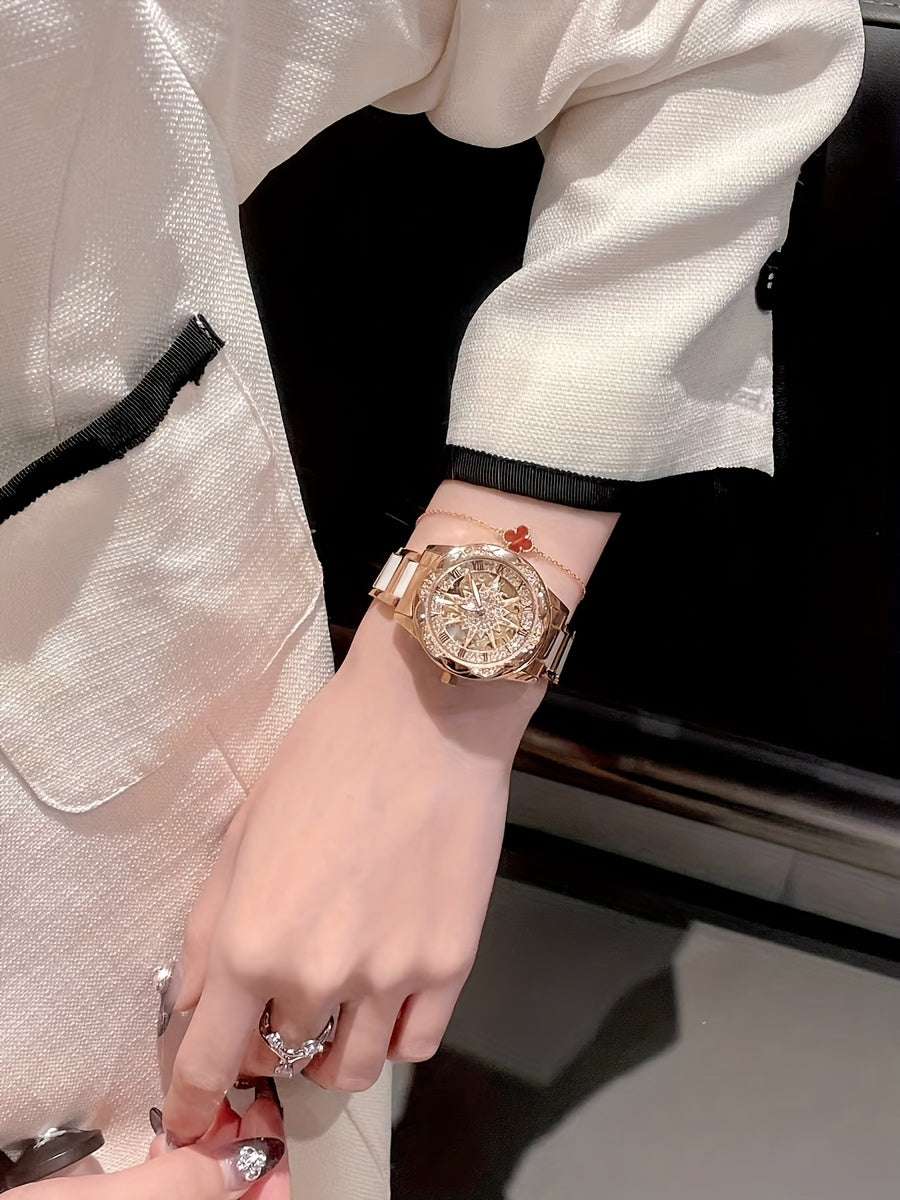 Fashionable Women'S Watch with Sunflower Design, Suitable for Swimming And Daily Wear.