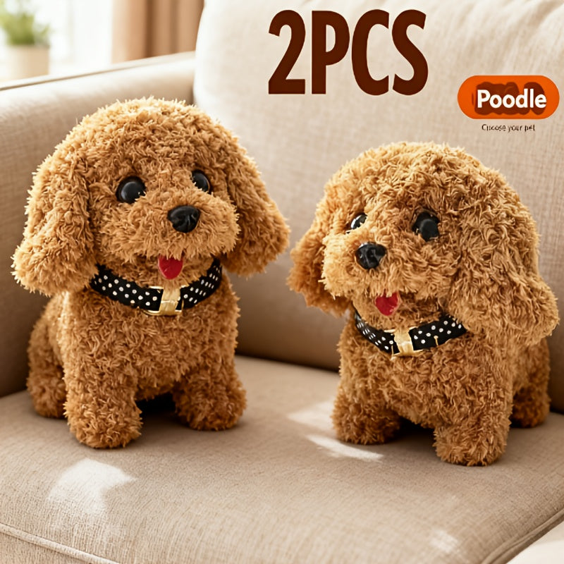 Interactive Walking & Wagging Plush Robotic Puppy Dog - Realistic - Robot Pet with Bark & Tail Movement, Smartphone-like Button-Free Operation, for & Adults (/Dark Brown/Gray) - Christmas/Halloween Gift for &