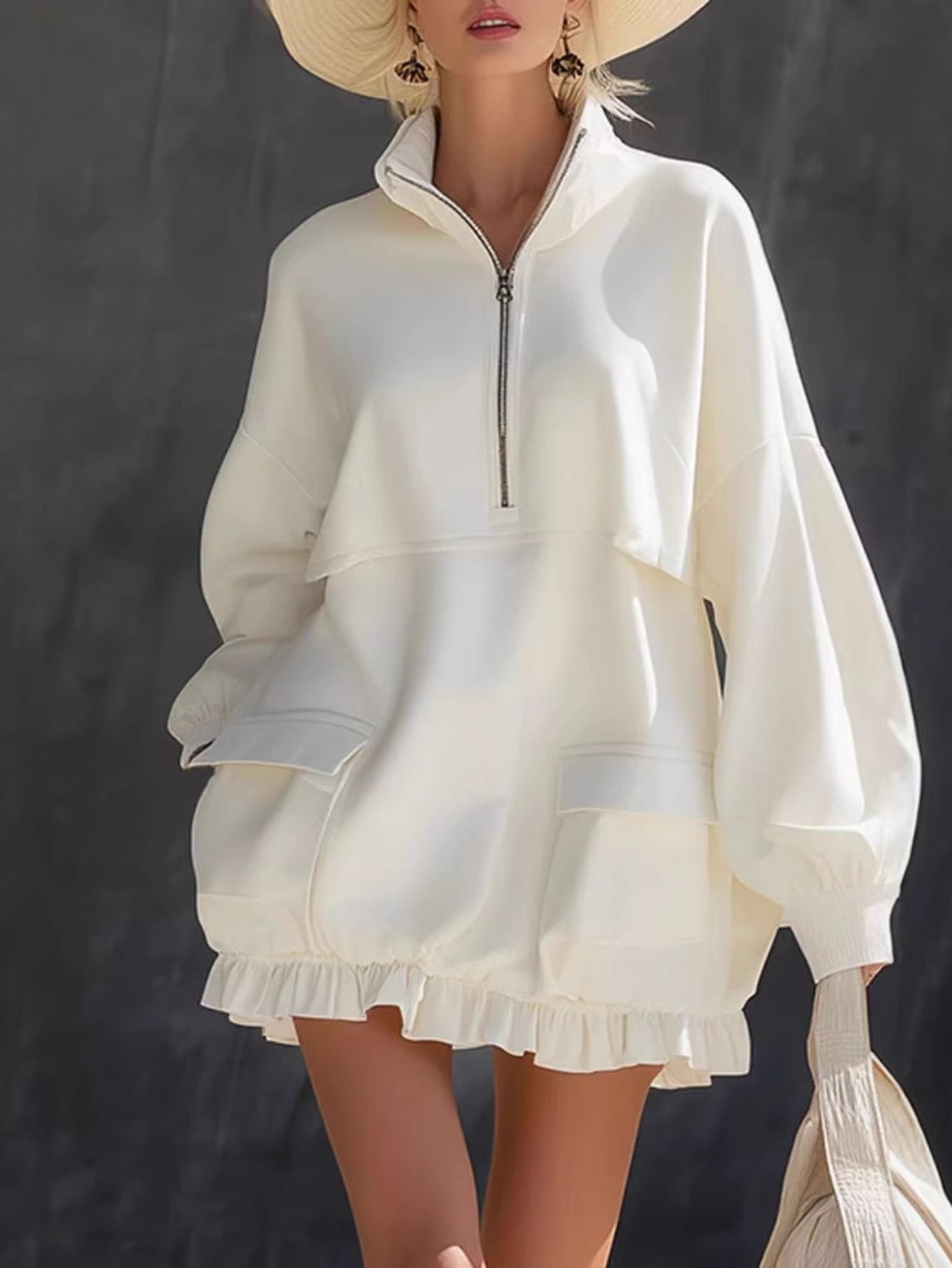 Women'S New Fashion Zipper Hoodie | Loose Casual Long Sleeve Sweatshirt, Solid Color, Hooded, Regular Fit