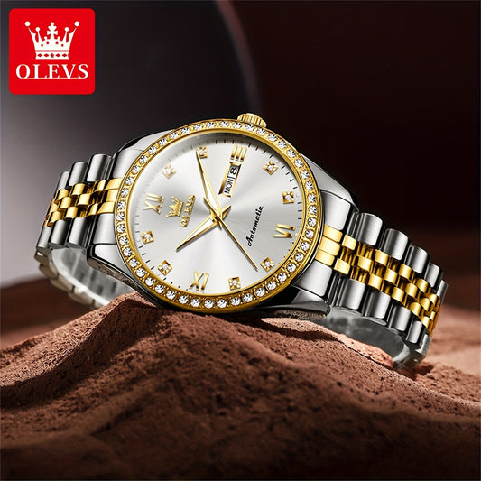 OLEVS New Casual Fashion Stainless Steel Automatic Mechanical Watches for Men Top Brand Luxury Original Business Men's Wrist Watches Classic High Quality Best Selling Men's Watches, Automatic Watches For Men, Automatic Watche
