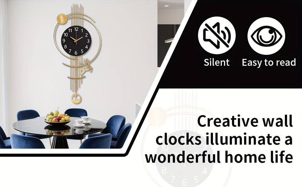 Large Silent Wall Clock with Quartz Movement - Nautical Theme, Wood & Metal Retro Modern Design, Digital Display, Auto-Off, AA Battery Operated (Not Included), Ideal for Living Room, Kitchen, Office Decor, Clock Wall Decor, M