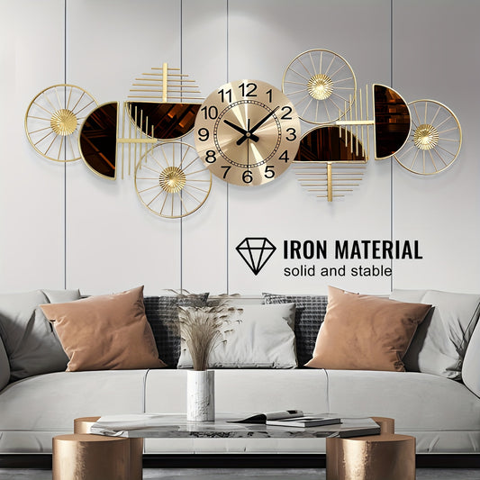 39 X 16 Inch Large Metal Wall Clock Decorative 3D Metal Wall Art Clock For Living Room Bedroom Creative Modern Big Wall Clock Decor Silent No-Ticking - Perfect Gift For Housewarming & Home Decor Enthusiasts