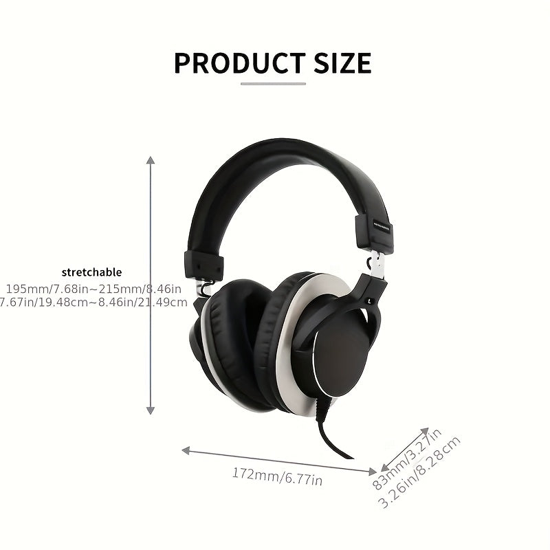 HP60 Professional DJ Monitor Headphones Closed-Back Headphones with 3.5mm + 6.35mm Plug, Rich High Treble, Suitable for DJs, Recording Studios, and Music Production Equipment, Studio Headphones, Closedback Design, Durable Hea