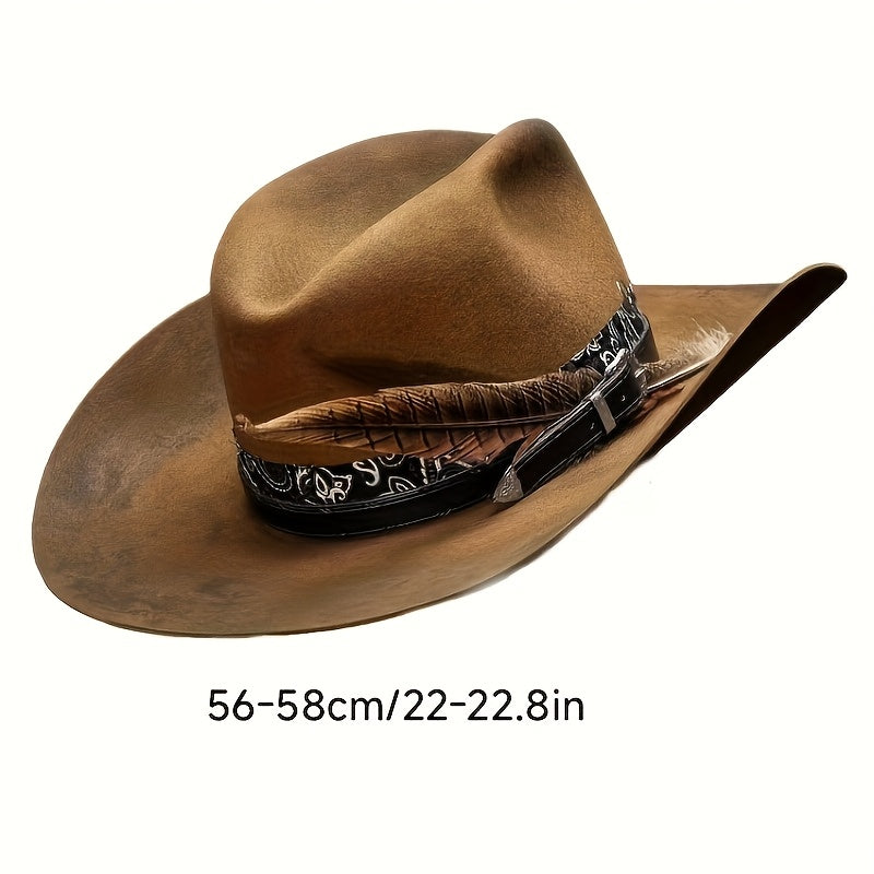 Western Cowboy Hat - Solid Felt with Wide Brim for Outdoor, Rodeo, Ranch & Casual Wear | Durable Textile Material | Iconic for cowboy & Western-Themed Events