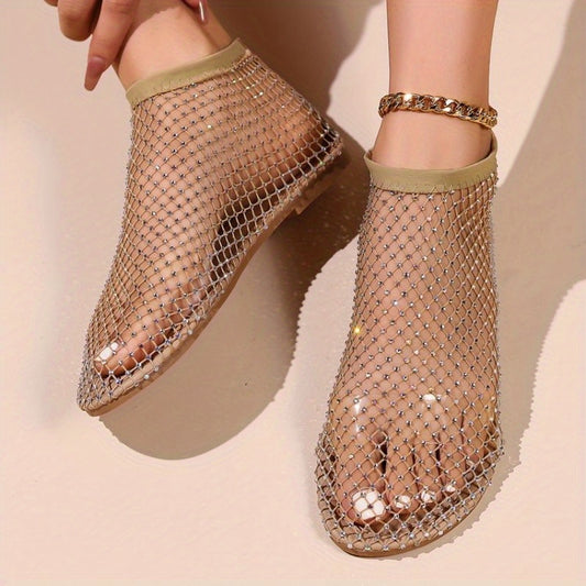 Women'S Glittery Open-Toe Sandals - Slip-On Party Shoes with Cushioned Insole, Slip-Resistant Sole - Beige/ for Beach, Formal Events, Casual Attire - Easy-Clean PVC Upper & EVA Outsole Flat Sandals, Women Shoe Wide Fit, Wide