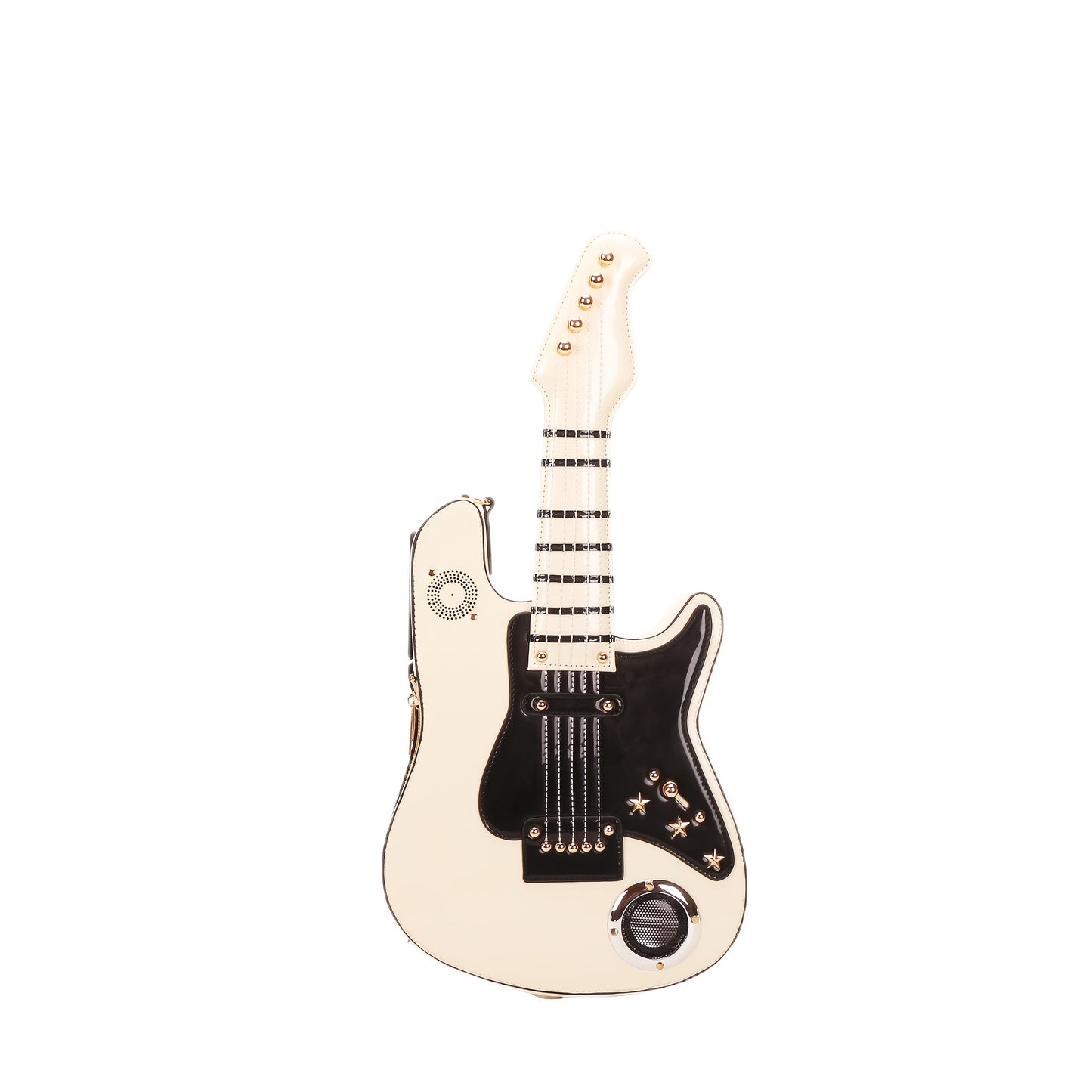Electric Guitar Shaped Fashionable PU Crossbody Bag for Women, Solid Color, Detachable Shoulder Strap, USB Speaker, Zipper Closure, Polyester Lining, Edge Paint, Hip Hop Style, Detachable Strap, Electric Guitar Bag
