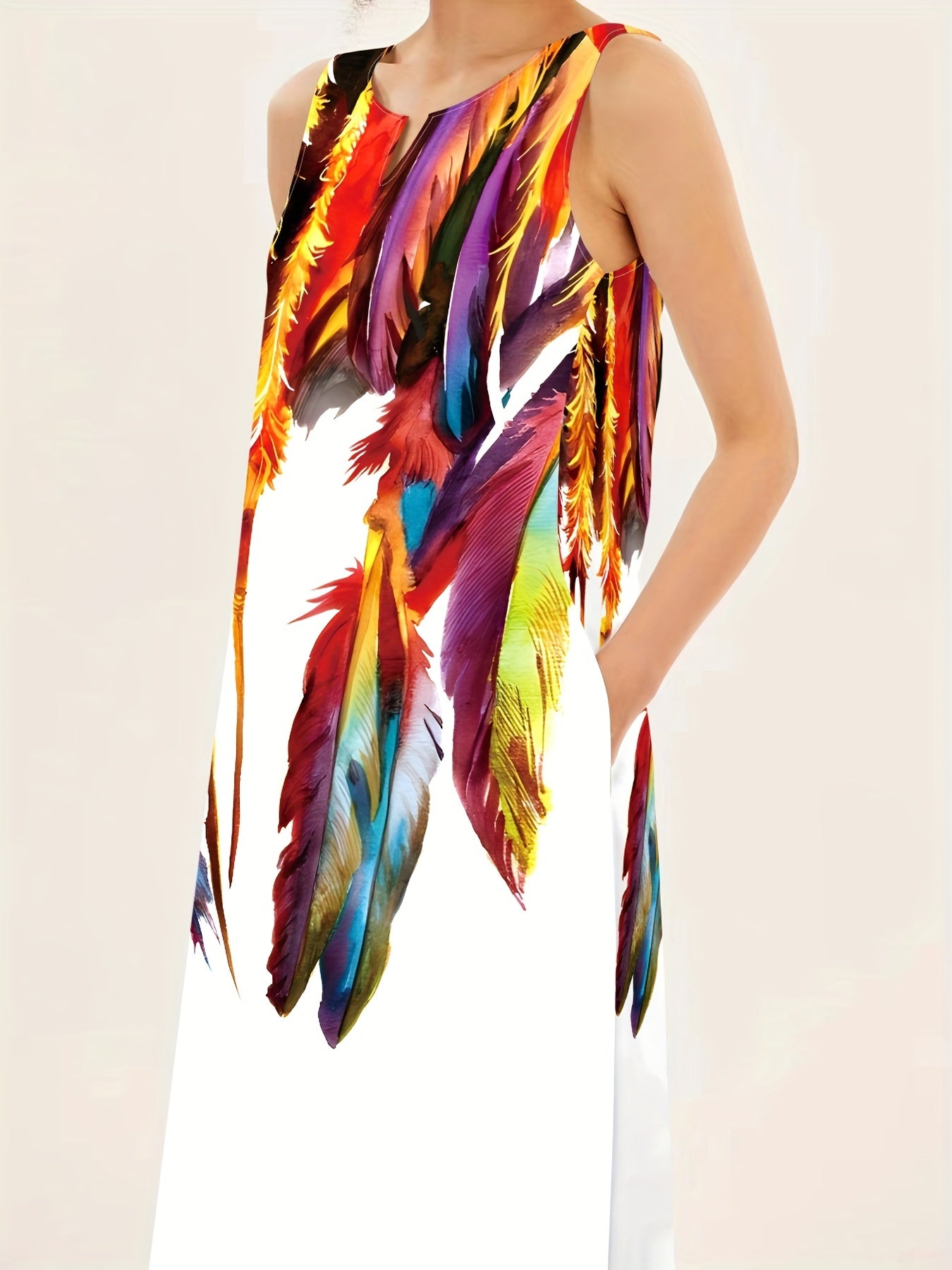 Casual Stylish Long Dress with a V-Neck, Flared Hem, And Pockets for Women