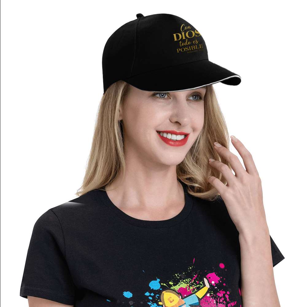1pc Men's Spanish Inspirational Baseball Cap with Romans 4:17 Bible Verse - Adjustable Snapback, Lightweight Non-Stretch Fabric, Black & Golden Lettering for Running, Gym, Outdoor Sports - Christian Faith Hat for Men