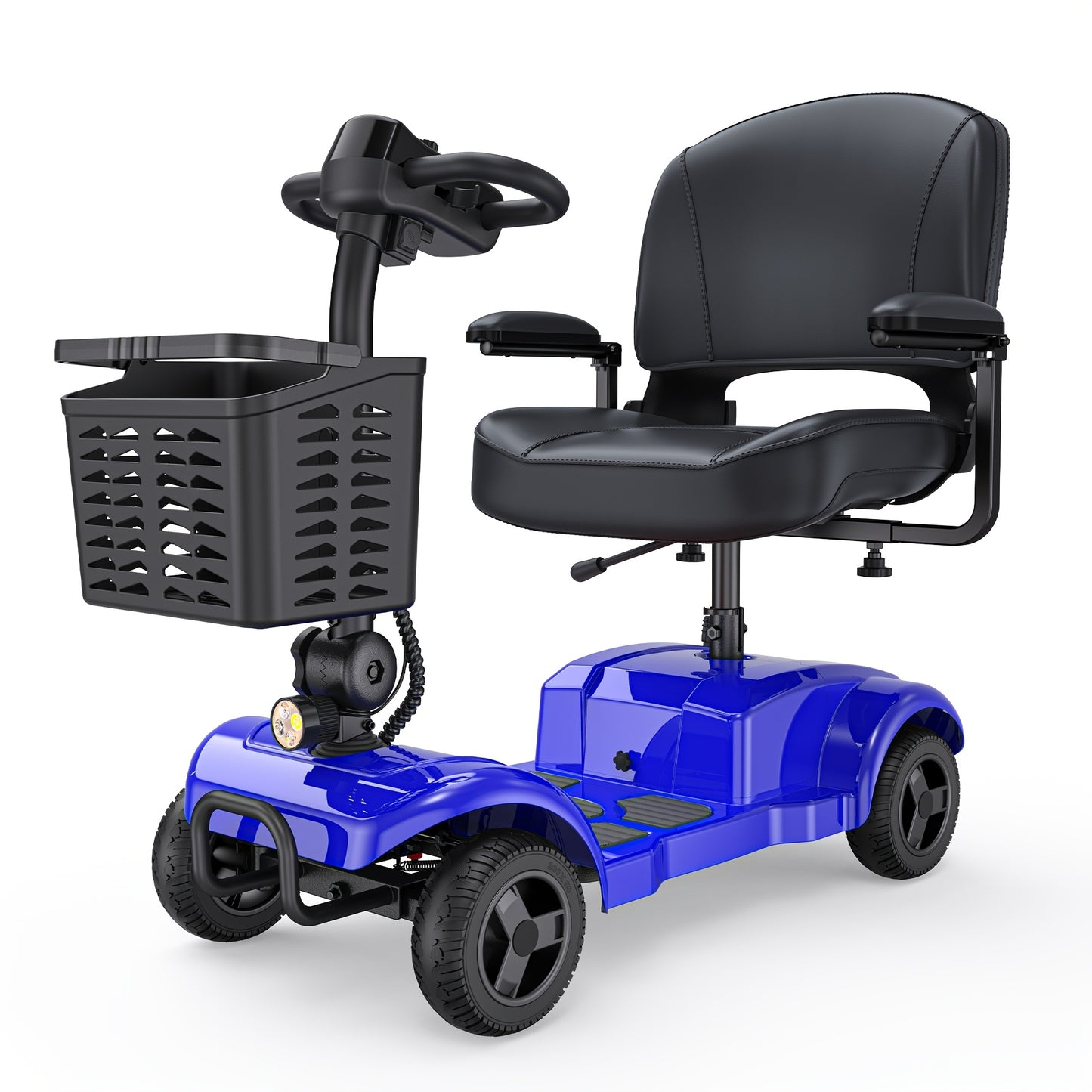 ENGWE Folding 4-Wheel Mobility Scooter, 250W Motor, 24V 12Ah Battery, 15.5-Mile Range, 8" Solid Tires, 265 lbs Capacity, Detachable Basket, Front Light, Compact & Portable for Travel, Shopping, Perfect Gift for Mom's Special