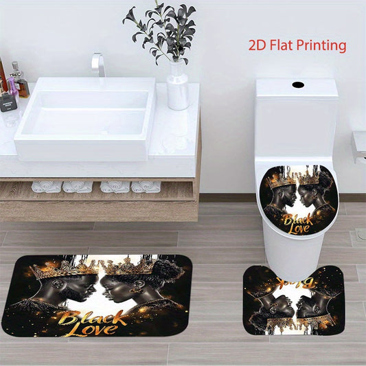 1pc/4pcs Bathroom Bath Shower Curtain Set with 12 Hooks, Toilet Seat Bath Mats and Rugs Non-slip Carpet Toilet Covers, Polyester Curtain for Bathroom Accessories Home Decor