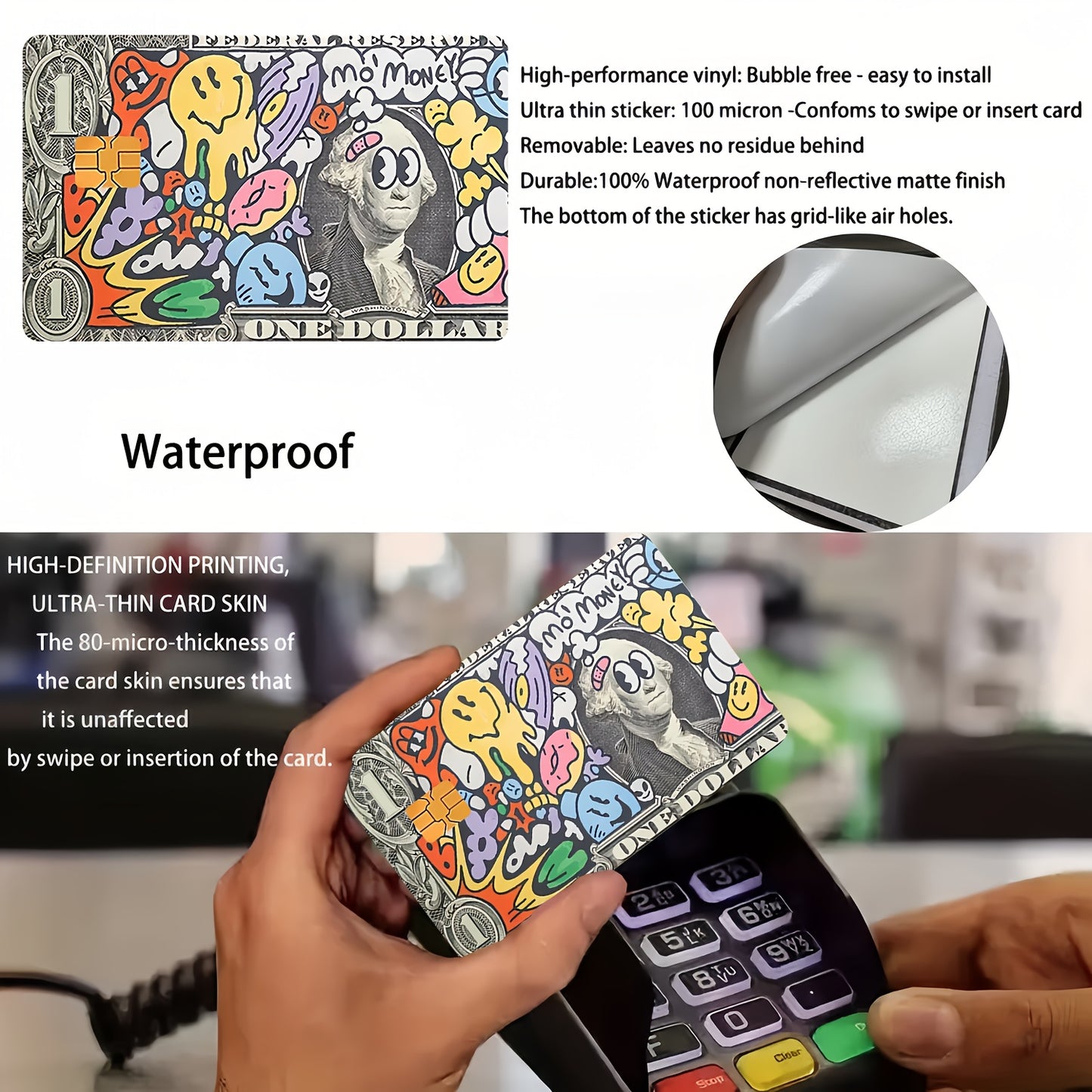 2pcs Vibrant Dollar Design Waterproof Vinyl Stickers, Credit Card Light Beige Covers, Ultra-Thin, High-Quality, Scratch-Resistant, Suitable for Credit Cards, Bank Cards, Transit Cards, Removable Self-Adhesive for Most Cards,