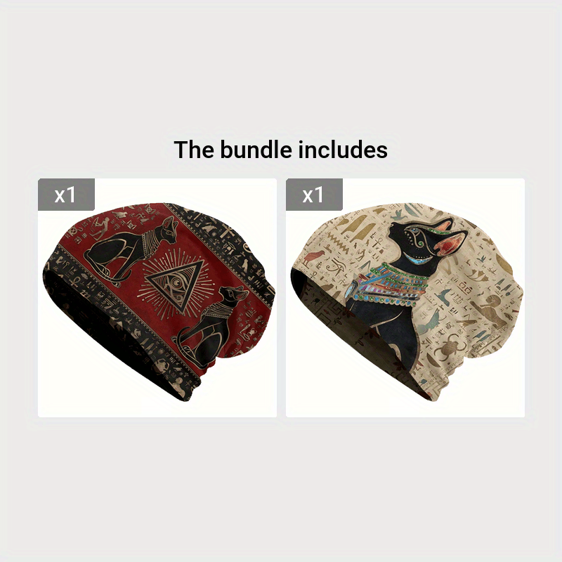 1pc Egyptian Thin Hat Hip Hop Hat Men's Warm Ancient Egyptian brimless beanie Retro floral print Fashion print thief hat - Fashionable men - Warm, durable and fashionable - Iconic artwork design