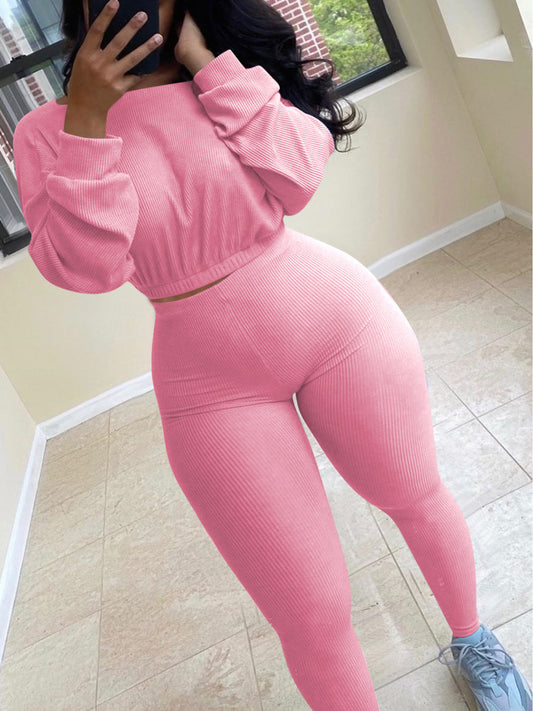 2pcs Women's Solid Color Workout Set, Casual Sportswear Outfit, Fashion Slim-Fit Design for Athletic Training Activities, Women's Activewear