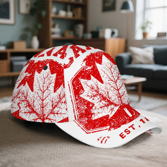 1pc 2D Vintage Maple Badge Print Snapback Baseball Cap - Lightweight Adjustable Polyester Hat with Full-Body Design, Great for Outdoor Running, Sports & Casual Street Style.