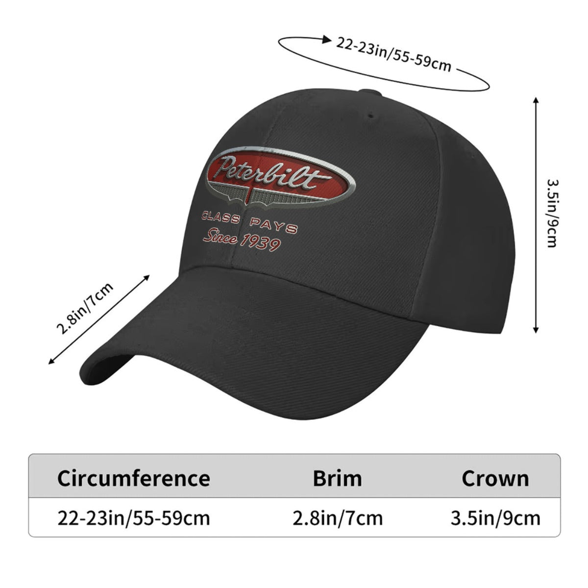 1pc with PETERBILT Tie Adjustable Baseball Cap Polyester Retro Printing Polychrome Breathable Lightweight Fashion Casual Daily Sports Outdoor Golf Fishing Valentine Gift Unisex Style