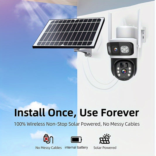 4pcs UNDER Solar Security Camera and Wireless Monitoring Camera, Porch Protector, Multiple Spotlight Lighting, TF Memory Card Secure Data Storage, APP Viewing Control, Color Night Vision, 2.4G WIFI, Two-Way Voice Intercom, Pr