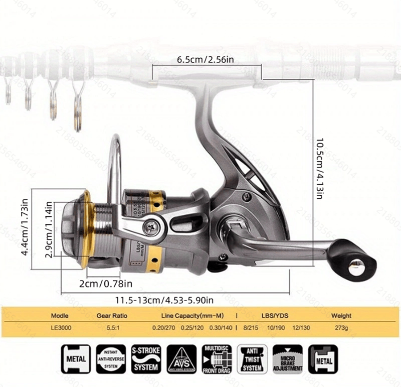 Telescopic Fishing Rod and Reel Combos Full Kit, 5:5:1 Carbon Fiber Fishing Pole, Shielded Bearings Stainless Steel BB Spinning Reel 7.9FT