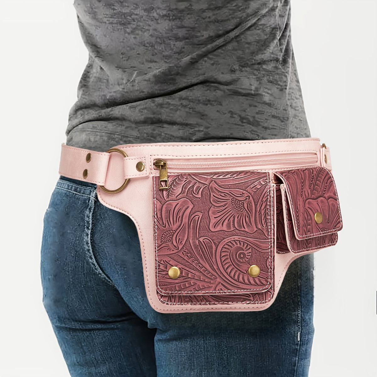 MAJUE Synthetic Leather Purse - Women's Adjustable Crossbody Waist Bag & Chest Pack - Hands-Free Two-in-1 Organizer with Zipper Closure, Adjustable Strap - for Everyday, Travel, Parties - Available in Black, Gray, Coffee Brow