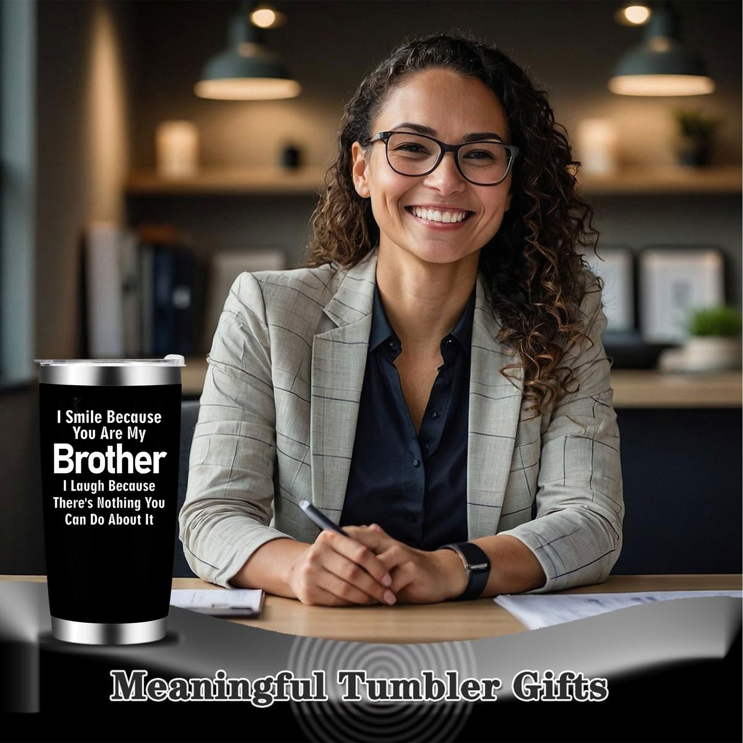 Brother Gifts - 20oz Tumbler Cup, Big Brother Gift, Christmas, Father'S Day, Birthday Gifts from Sister- Stainless Steel Edge Design