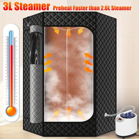 71" X 33" X 33" Pentagon Portable Steam Sauna Tent, Portable Sauna Box For Home, Full Body Sauna Spa With Steamers, Electric, Foldable, High Temperature, Zipper Window, Pocket For Storage, Gym, Bathroom, Multi-Scene Portable