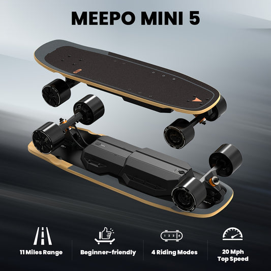 MEEPO Mini Electric Skateboard with Remote, 4 Speed Smooth Remote Controller, 11 Miles Range, 330 Pounds Max Load, Maple Cruiser for Adults And Teens, Mini5, Outdoor Activity Equipment, Urban Commuting Aid, Portable Personal