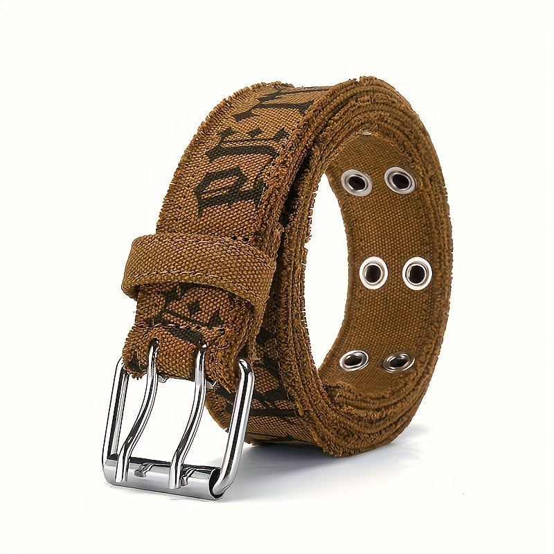 Women'S High-Waisted Denim Waist Belt with Embossed Geometric Pattern - Double-Breasted Casual & Sporty Belt, Black, Perfect for Jeans or Dresses, Versatile Fashion Accessory, Highwaisted Belt
