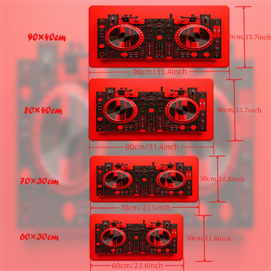 1pc XXL Red DJ Equipment Design Gaming & Office Mouse Pad - Non-Slip Rubber Base, Multi-Functional Large Desk Mat for Computer, Music Production, DJ Setup, Home & Studio Decor, Dj Gifts, Computer Workspace, Modern Workspace,