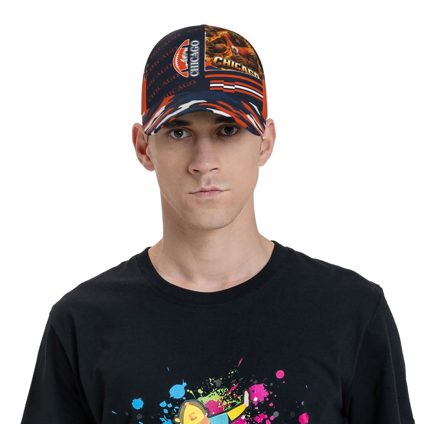 Chicago Print Adjustable Snapback Baseball Cap for Men & Women, Breathable Unisex Hat Suitable for Daily Wear,, Outdoor - Chicago