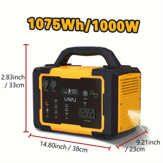1075Wh Portable Power Station with 200W Solar Panel, Dual Source (Battery/Solar), Fast Charging, Lithium Battery, US Plug, Ideal for Camping, RV, Hunting & Emergency Outdoor Use, Portable Charger Power Bank