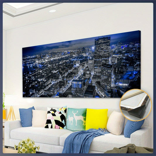 1pc Wooden Framed City View Painting Canvas, Good Gift for Friend, Pattern Art for Home Decoration, Wall Decor for Living Room, Bedroom, Office, Bar, Restaurant, Waterproof, Odorless Painting, High Quality Waterproof Framed,