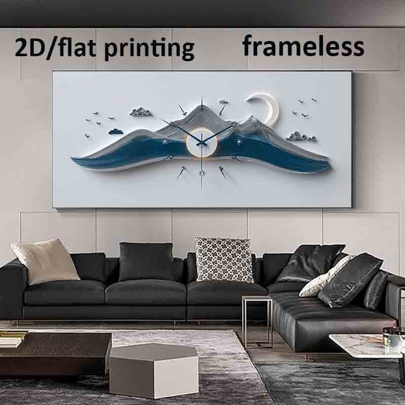 1pc Extra Large Modern Minimalist Ocean Wave Clock Canvas Poster - Frameless Wall Art Print, Large Modern Decor for Living Room, Bedroom, Clock Wall Decor, Extra Large Wall Clock, Living Room Wall Pictures, Wall Pictures, Liv