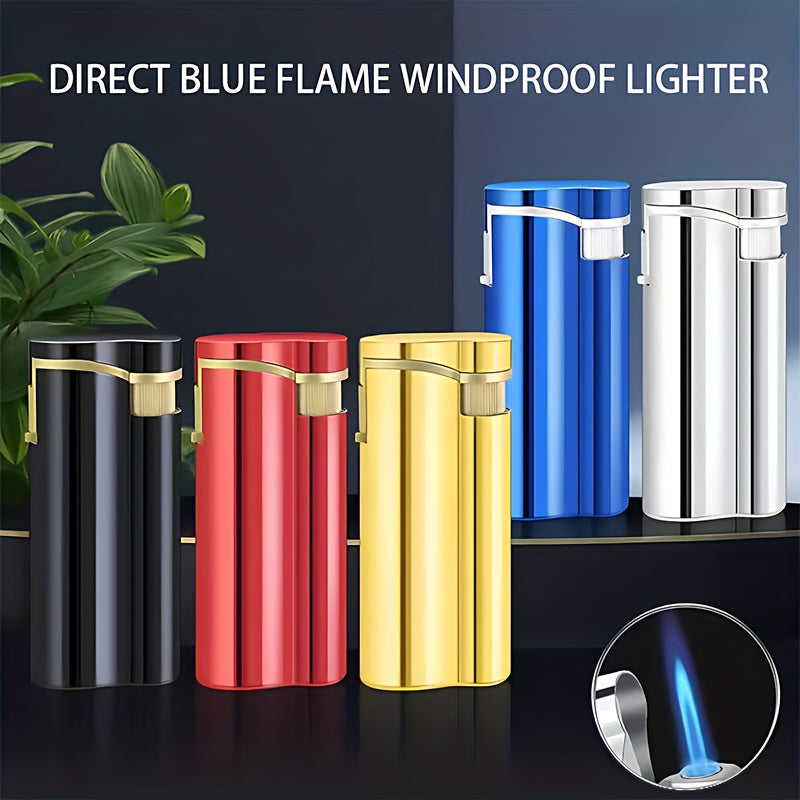 1pc/5pcs Set, Lighter, Butane Lighter, Metal Shell Windproof Lighter, Durable And Portable Lighter, Adjustable Flame Size, Refillable, Suitable For Outdoor Camping, Barbecue, Hiking, Precise Ignition, Valentine'S Day Gift, Wi