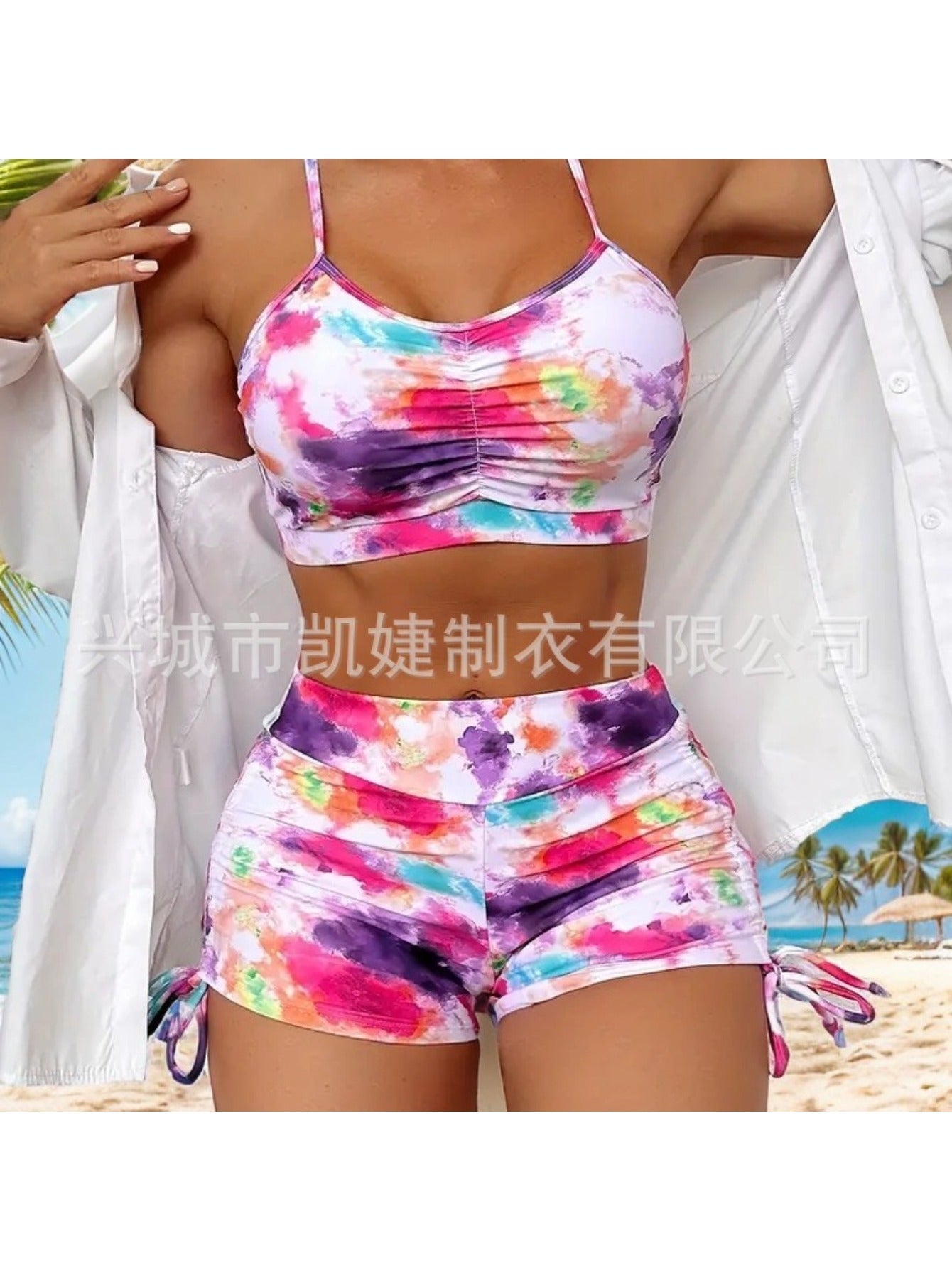 A Two-Piece Women'S Bikini Designed for Swimming, Featuring Integrated Bra Padding