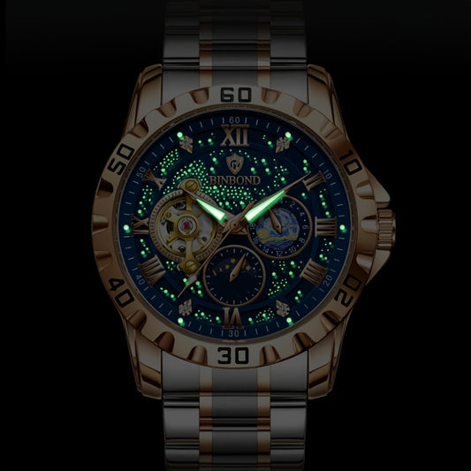 Men's Automatic Mechanical Watch with Hollow & Starry Sky - 24H Analog Wristwatch, Mechanical Movement (No), Dress Watch Suitable for Business, Casual & Special Occasions - Ideal Gift for Husband/Boyfriend (with Strap Adjuste