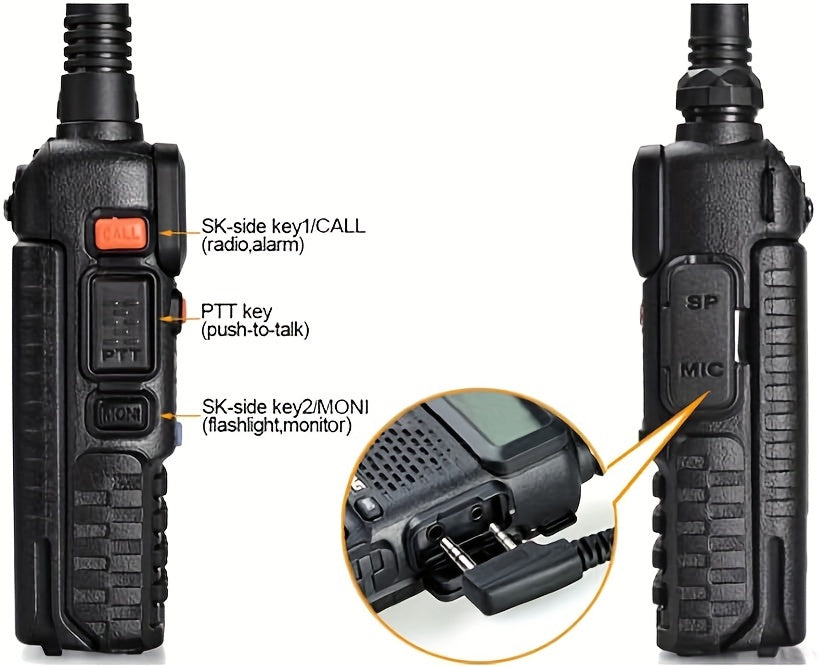 2 Pack BAOFENG Two-Way Radio Long Range Ham Radio Walkie Talkie with D15 High-Gain Antenna, UHF/VHF Handheld Transceiver,, 136-174MHz & 420-520MHz for Outdoor, Camping, Emergency, Ham Operators (Black), Off Grid Communication