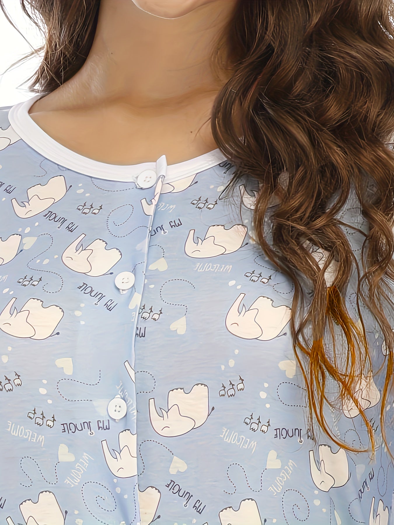 Women'S Lightweight Long Sleeve Onesie Pajamas - Cozy Cartoon Bear & Cloud Print, Button-Up Front, Soft Polyester Blend, All-Season Comfort for Home & Relaxation, Relaxation Wear | Playful Print Onesie | Soft Texture Onesie