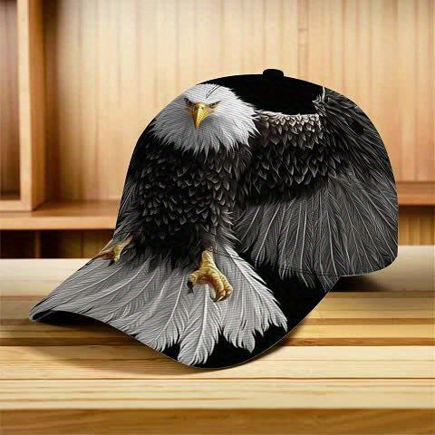 1pc Majestic Eagle in Flight Baseball Cap - Lightweight Adjustable Snapback Hat, Non-Elastic Fit for Outdoor Sports, Hiking, Cycling, Everyday - All-Season Unisex Cap for Men & Women - Ideal Gift for Nature Lovers, Hiking Acc