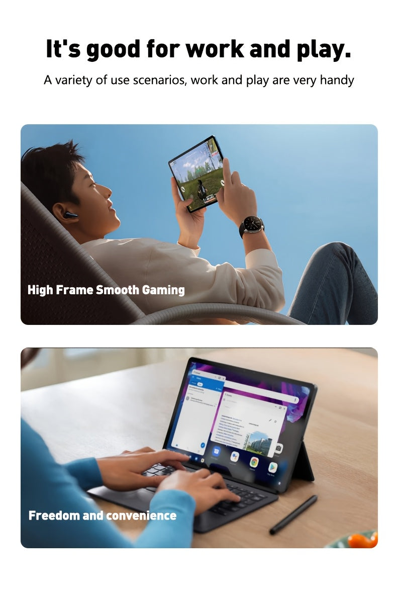 Android Tablet Gray Purple, 10.1-inch 2-in-1 Tablet, 256GB Storage ROM, 8GB, 2KHD Supports WiFi Android 14, 10000mAh, 2560 * 1600 Resolution 16MP+32MP Dual Camera, Suitable for Online Courses, Work Games, Entertainment