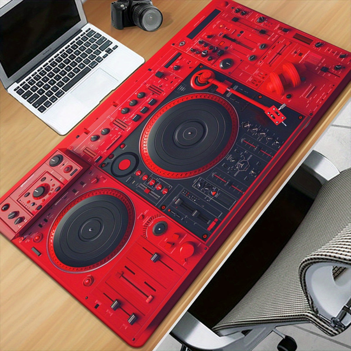 1pc Red DJ Controller Pad with Non-Slip Rubber Base - Large XXL Gaming & Office Mouse Pad, Multi-Functional Design for DJs, Musicians, and Computer Users, Vibrant Desk Decor for Music Lovers, Musician Gear | Vibrant Desk Deco