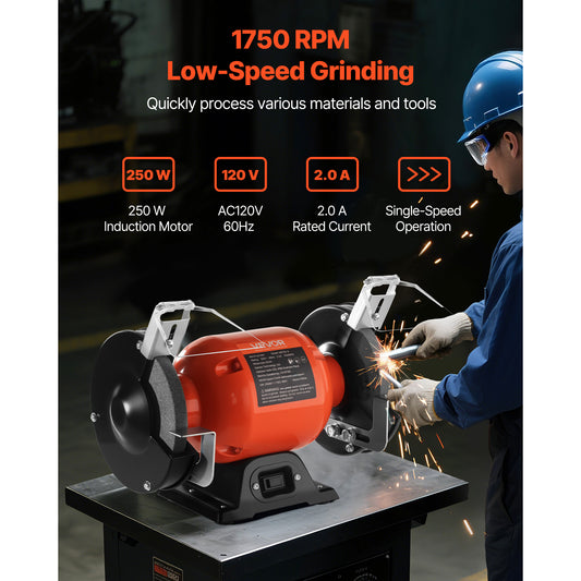 VEVOR Bench Grinder 6-inch Bench Grinder 250W / 450W 1750RPM / 3450RPM High-Speed Table Grinders