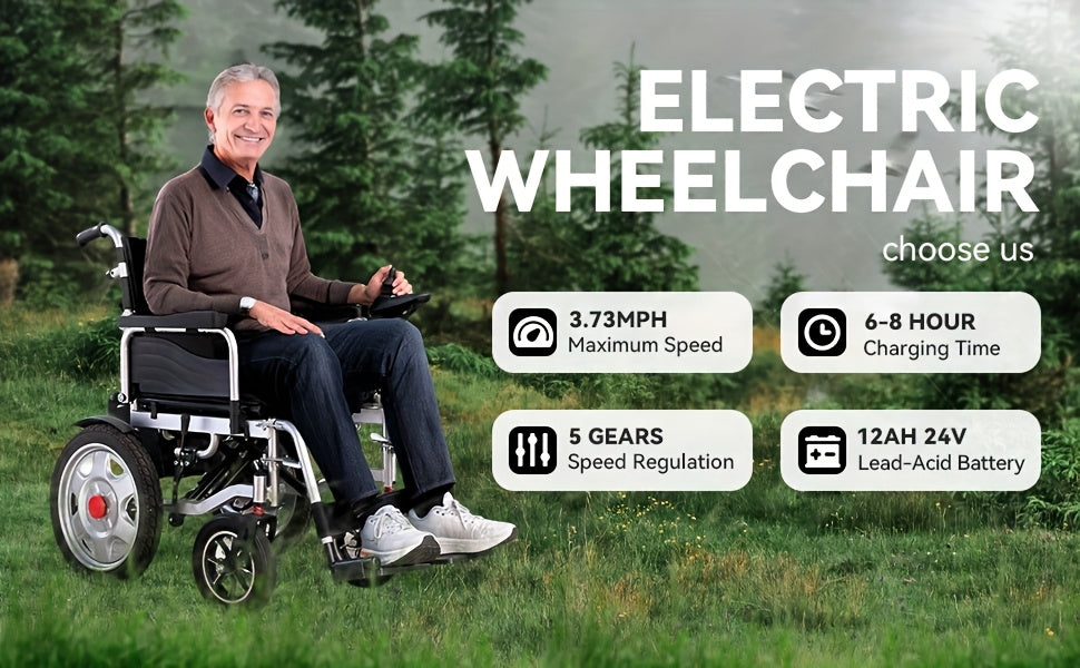 One Click Folding! Adult And Elderly Electric Wheelchairs with Electromagnetic Braking Are Safe And Reliable. Solid Inflatable Tires Have Strong Adaptability And A Range Of 15 Kilometers. They Are A Great Tool for Shopping An