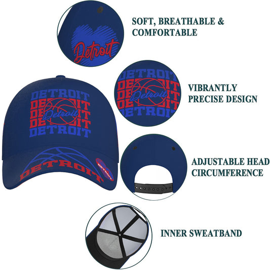 Detroit Baseketball Cap Adjustable City Print Snapback Hat Game Day