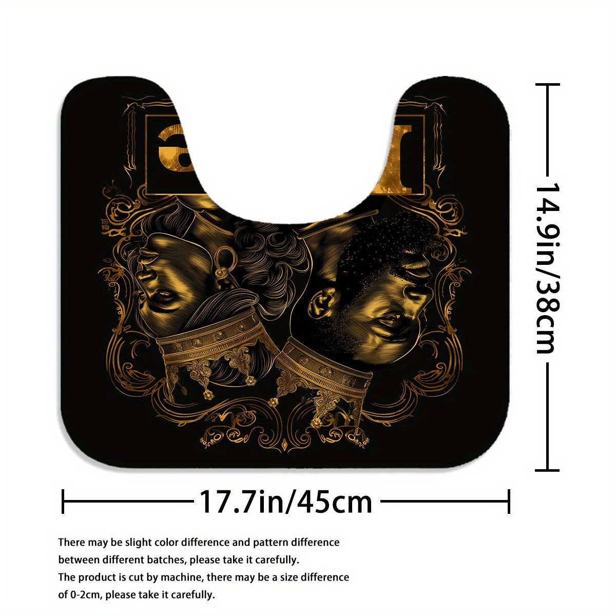 4pcs Black Golden Coronation Ceremony Pattern Printed Shower Curtain Set, Dry and Wet Separation Bathroom Four-piece Set, Home Decoration Shower Curtain with 12 Hooks, Non-slip Mat, U-shaped Toilet Mat, Toilet Seat Mat, Funct