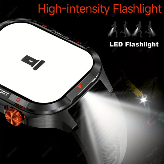 COIUSOR Men's & Women's Heavy-Duty Smart Watch with 1000mAh Battery, IP68 Waterproof, 2.01" HD IPS Display, ic, -like Compass & Wireless 5.3 - Rugged Outdoor Smartwatch for,, -Grade Fitness Tracker