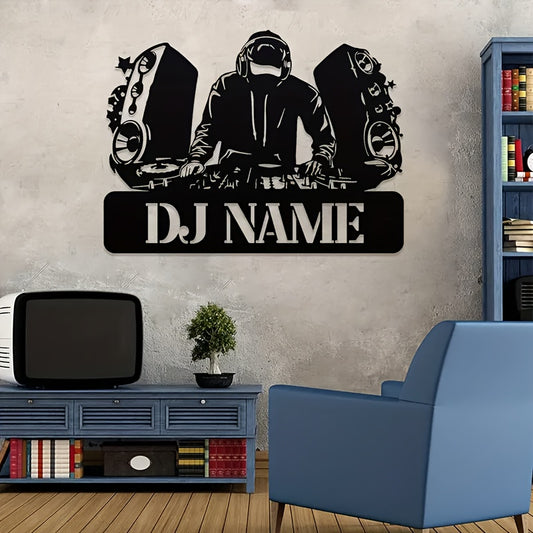 Customizable DJ Record Rider Iron Sign, Scene Team Hanging Decoration for Door Decor, Living Room Wall Art, Outdoor Yard Ornament, and Multi-Purpose Hanging Accessory